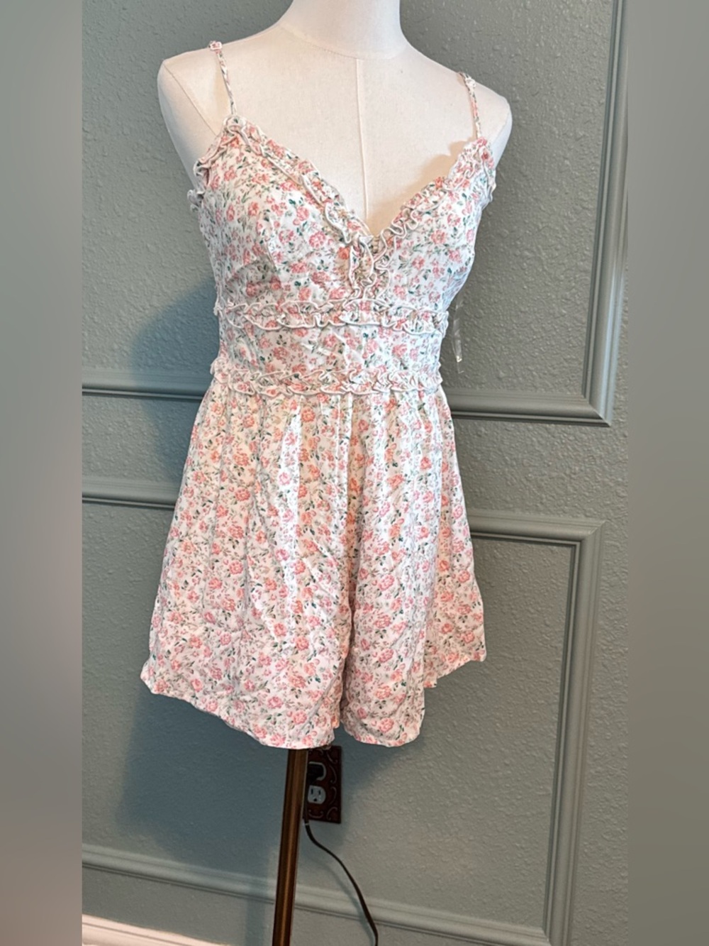 Altar'd State Floral Pink & White Romper